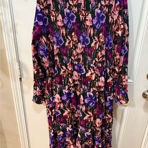 Terra & Sky Vibrant Floral Long Sleeve Dress